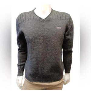 Levi’s Wool Blend Grey Pullover  Knit Sweater V Neck Size Large